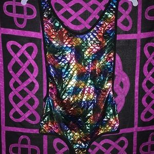 Rainbow mermaid scale leotard